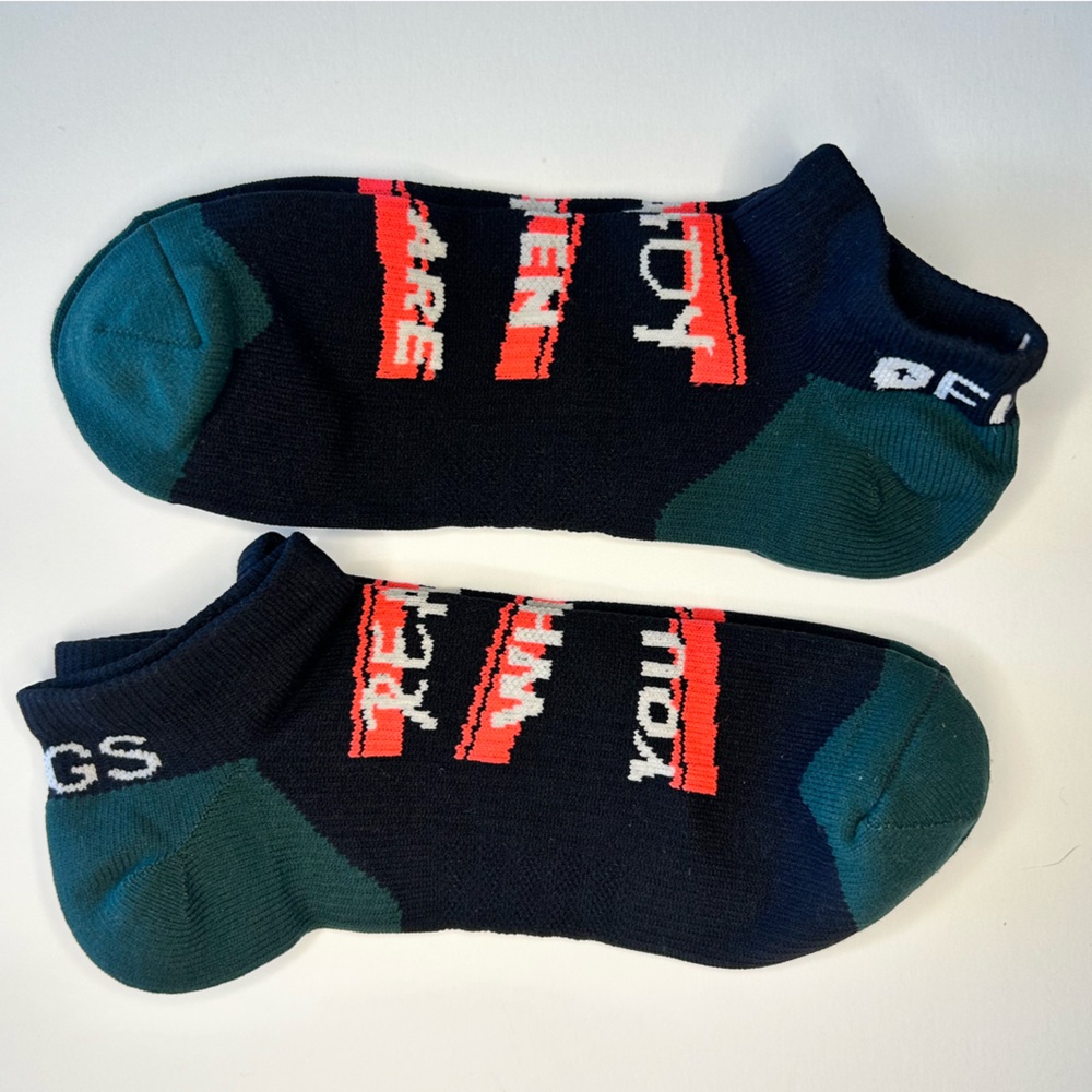 FIGS New 2 pair Ankle Socks READY WHEN YOU ARE Large Green Black Neon White